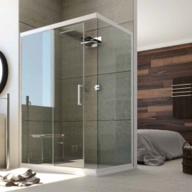 Cabina doccia angolare 90-100 x 72-74 in vetro unix Forte srl BEV4100+BEV4301