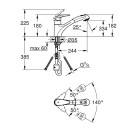 Rubinetto per lavello grohe, serie eurodisc new, bocca girevole con doccetta estraibile a due getti Grohe SCARUB0240CR