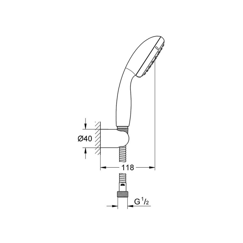 Doccino con supporto e flessibile grohe, serie vitalio start Grohe BLIDUP0064CR