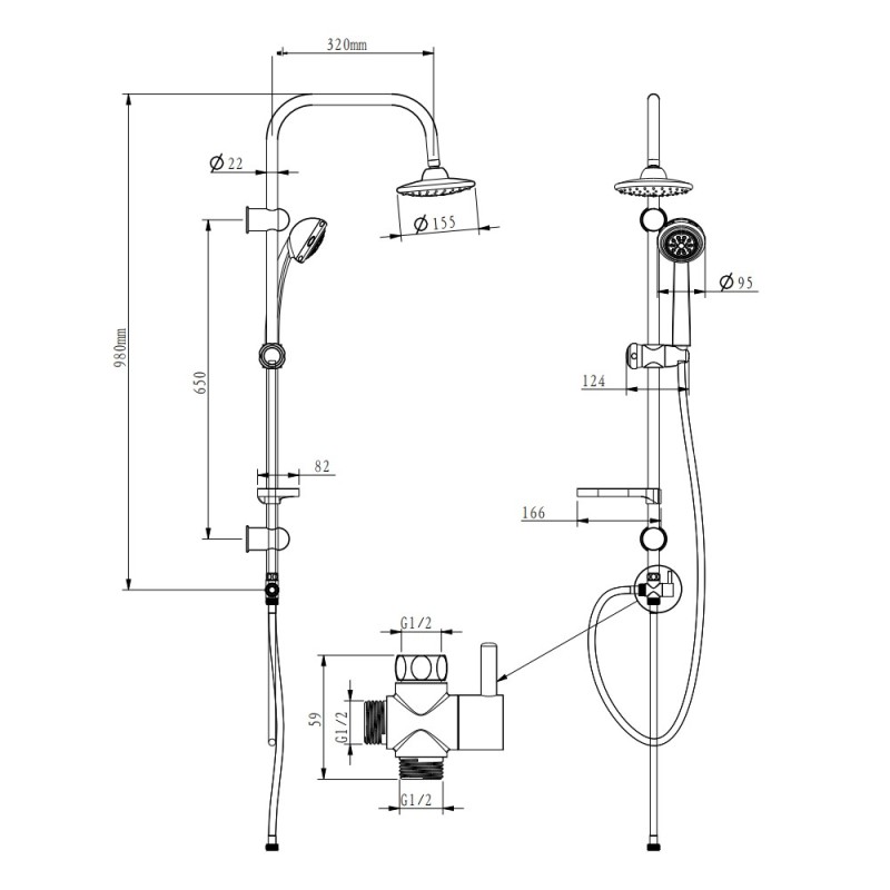 Colonna doccia serie light Idrobric j50005