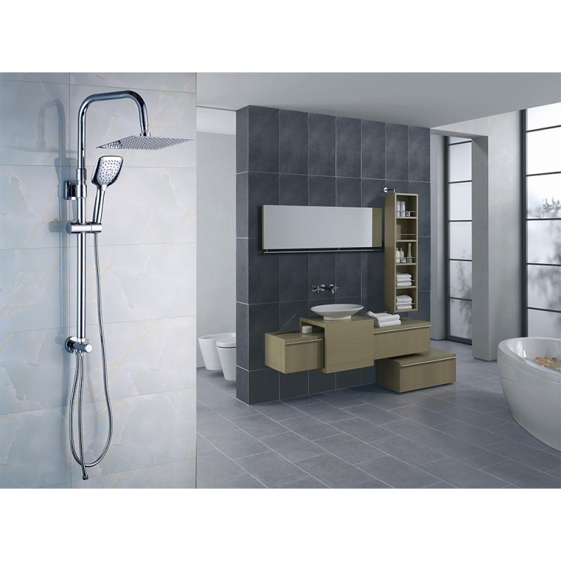 Colonna doccia serie oasi design quadro e risparmio acqua integrato con soffione in acciaio Idrobric SCACOL0094CR