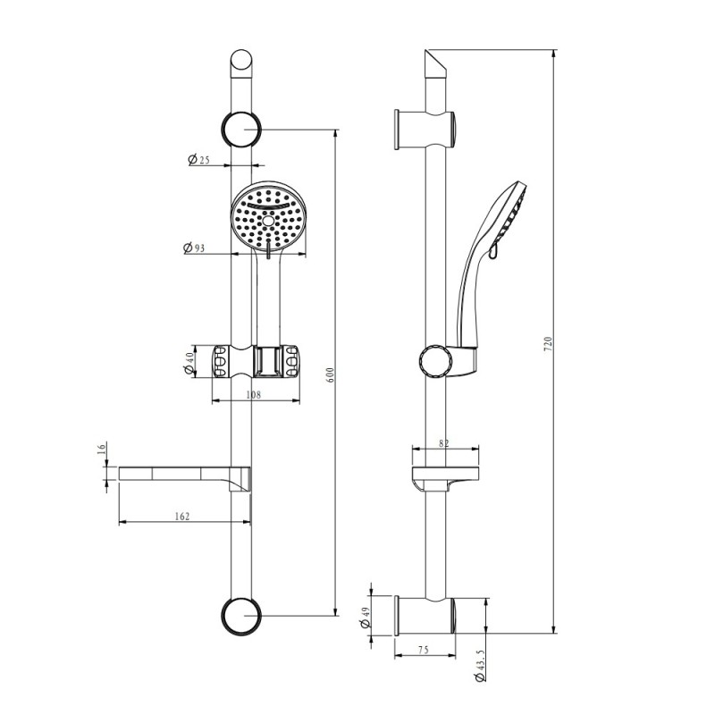 Saliscendi serie ninfea 2 funzioni cromato con portasapone Idrobric BLISAL0052CR
