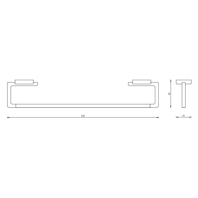 Porta salviette serie cubo a muro 45 cm - fissaggio ad incollo o con viti Aquasanit A20190BCR