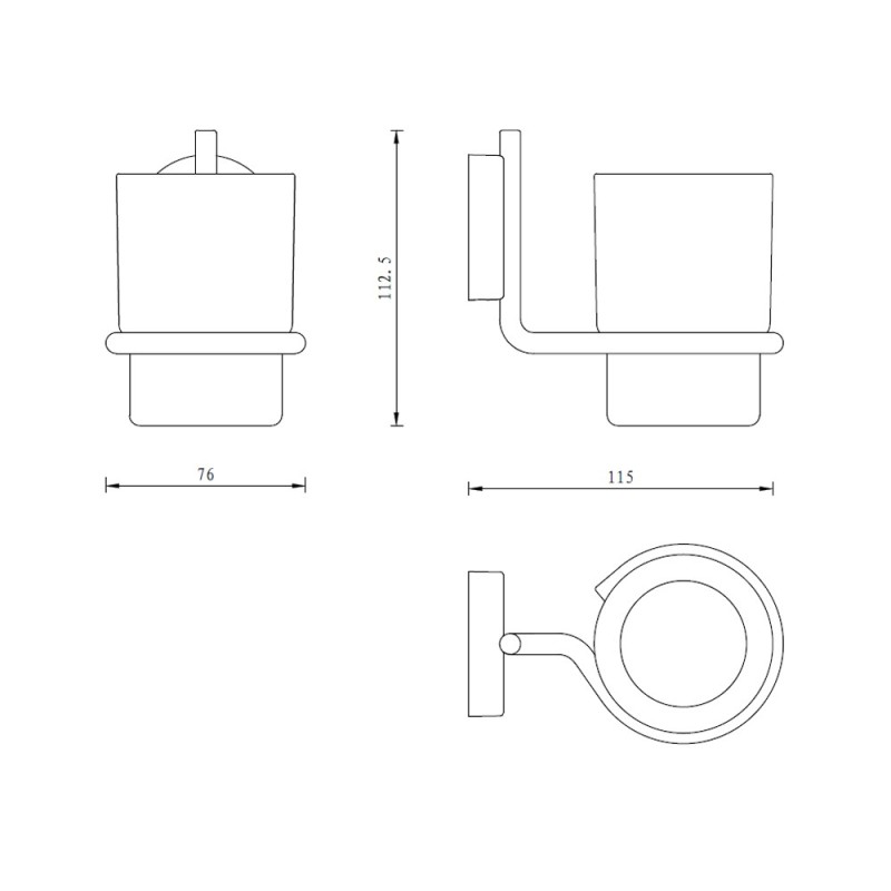Bicchiere porta spazzolini serie wire - fissaggio ad incollo o con viti Aquasanit A200100CR