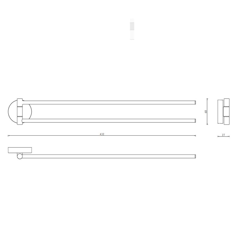 Porta salviette serie wire a snodo - fissaggio ad incollo o con viti Aquasanit A200150CR