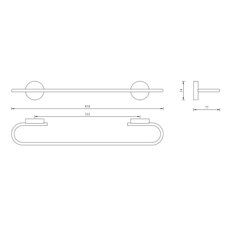 Porta salviette serie wire 45 cm - fissaggio ad incollo o con viti Aquasanit A20090BCR