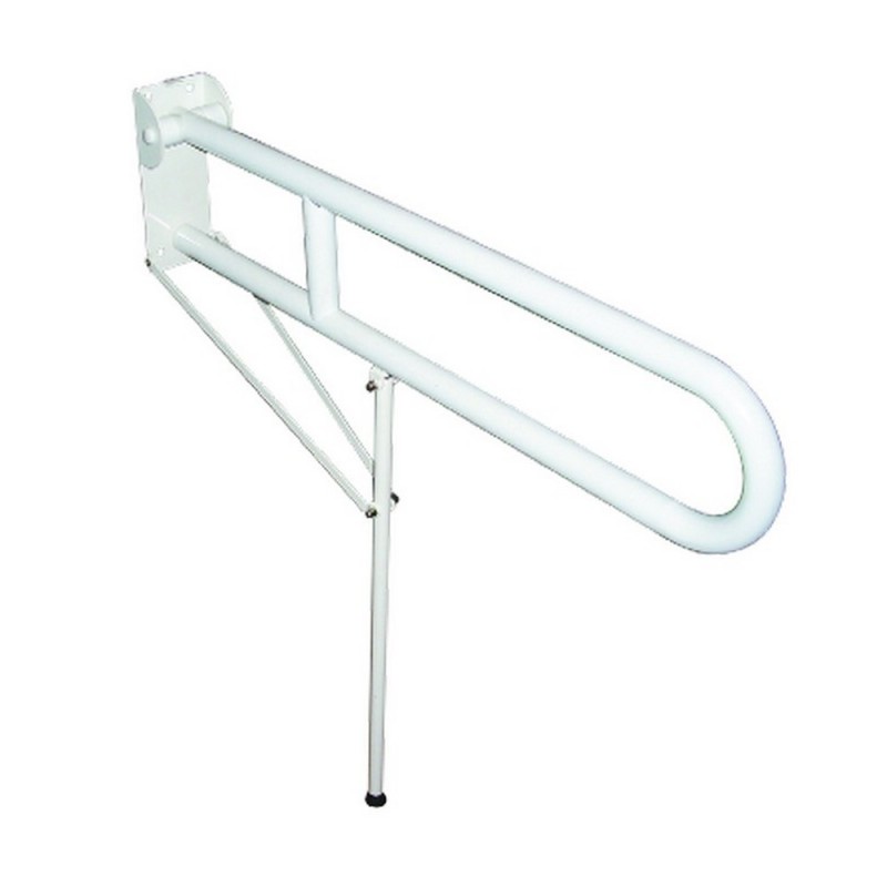Maniglione barra ribaltabile cm 80 bianco con rinforzo verticale a terra Goman ZB15/01