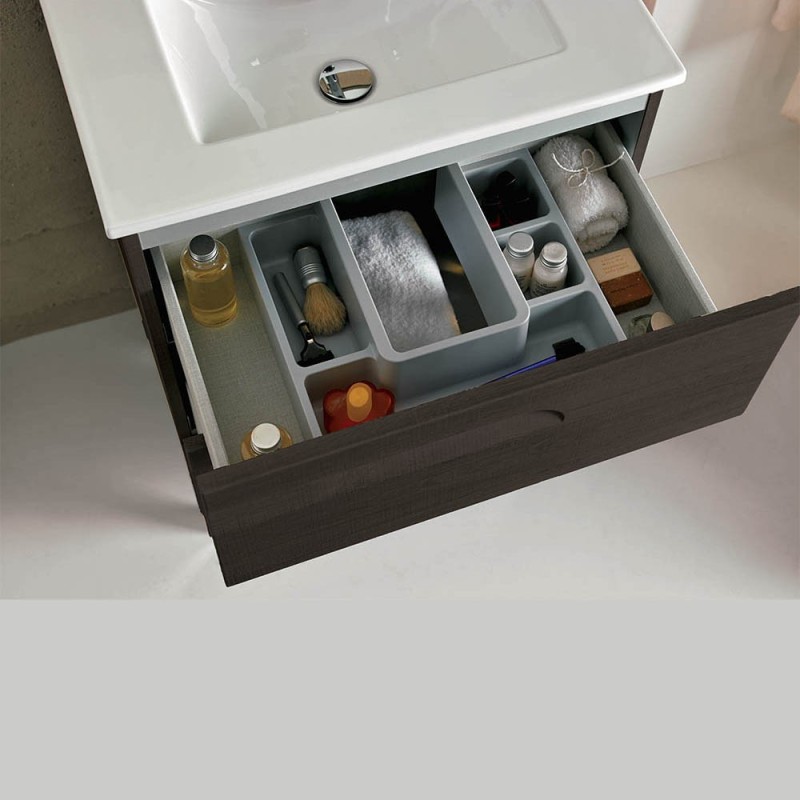 Composizione sospesa vitale 80 cm noce antico completa di specchio e applique ROYO SCAMOB0005CP