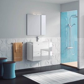 Composizione sospesa easy 80 cm bianco lucido completa di specchio e applique ROYO SCAMOB0040CP