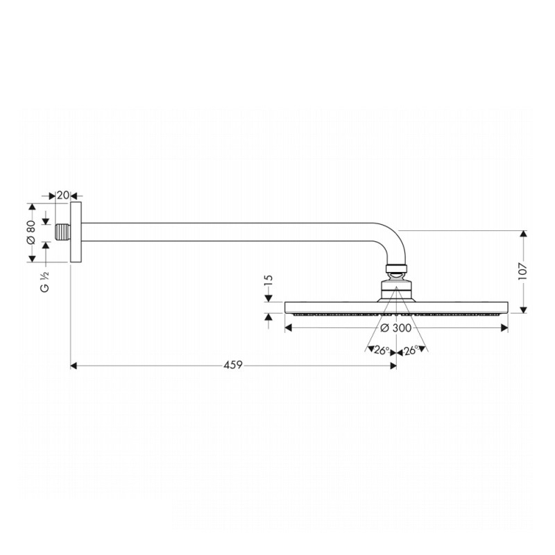 Soffione raindance s 300 air 1jet con braccio doccia 450mm Hansgrohe SCASOF0064CR Soffione raindance s 300 air 1jet con braccio doccia 450mm Hansgrohe SCASOF0064CR