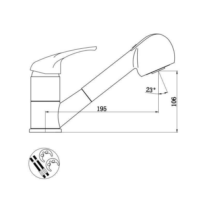 Rubinetto lavello monoforo con doccia estraibile Idrobric J46214