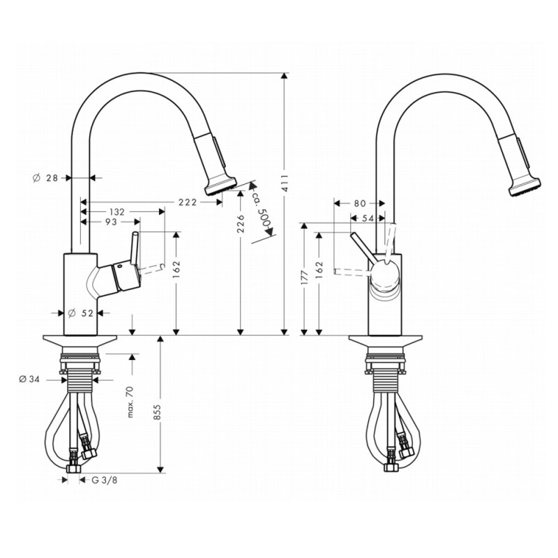 Miscelatore lavello con doccetta estraibile hansgrohe - serie talis s2 Hansgrohe SCARUB0638CR