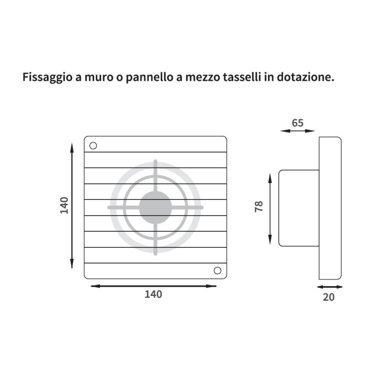 Aspiratore da parete assiale in materiale termoplastico 80 Idrobric SFUASP0089AS