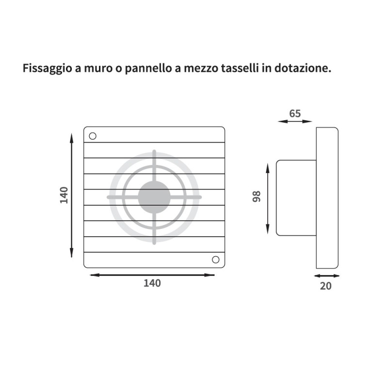 Aspiratore assiale da parete 100 Idrobric SFUASP0090AS