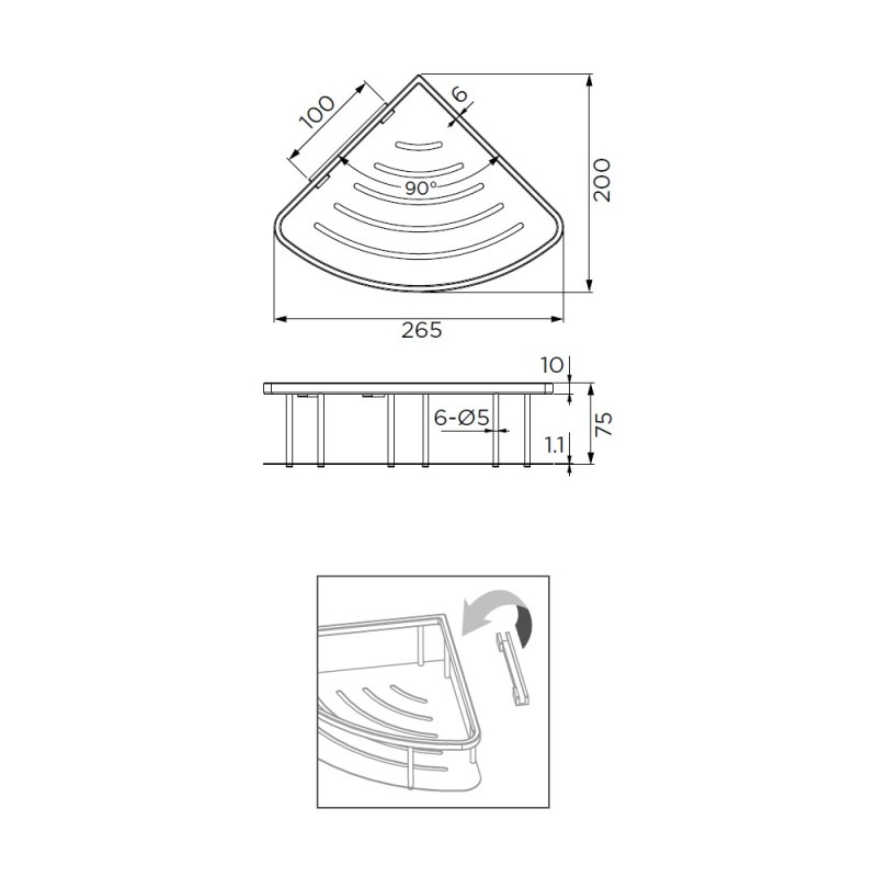 Mensola doccia angolare in inox Idrobric SCAACC0120CE