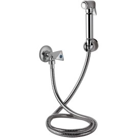 Set doccetta bidet con doccia a pulsante, flessibile, rubinetto e supporto lux - set relax Remer 332REL129
