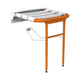 Sedile per doccia ribaltabile con rinforzo a terra, arancio Goman LEO-X816/65