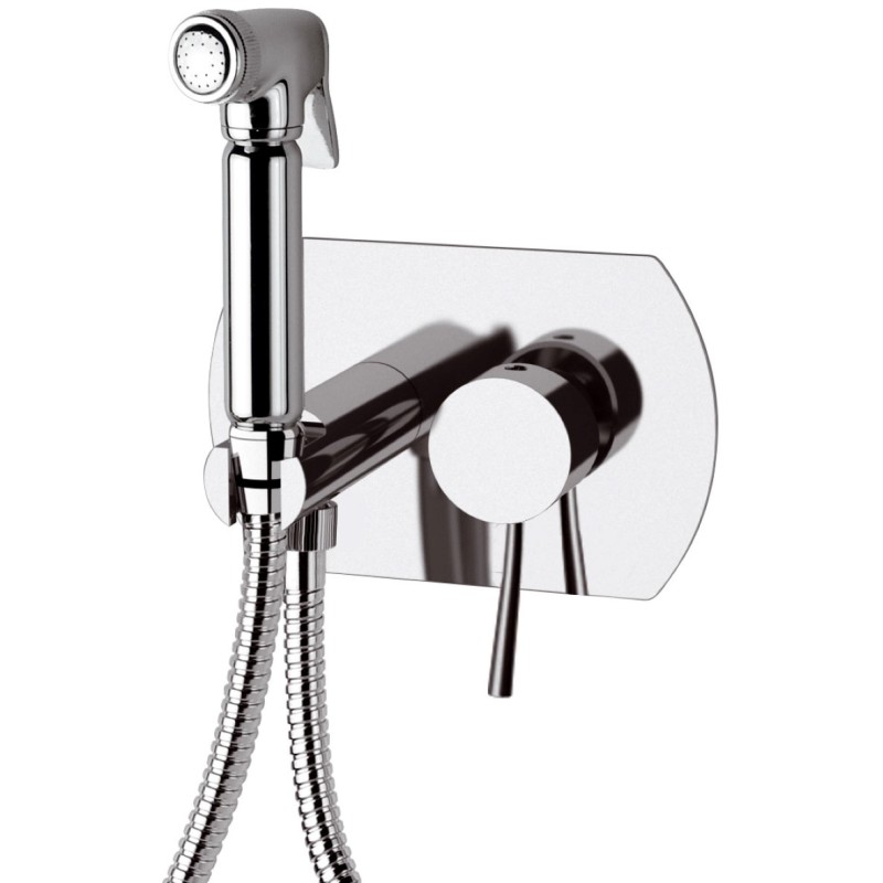 Miscelatore incasso per shut-off con doccetta shut-off, supporto doccia- presa acqua e flessibile doccia. Remer N60