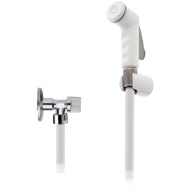 Doccetta bidet bianca con flessibile, rubinetto e supporto bianco Remer 332RER