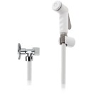 Doccetta bidet bianca con flessibile, rubinetto e supporto bianco Remer 332RER