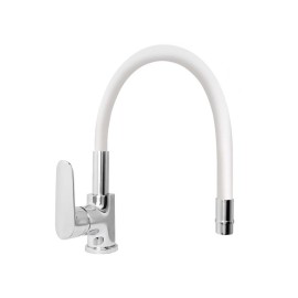 Miscelatore lavello serie torpedo a bocca alta, bianco Idrobric SCARUB0856BI