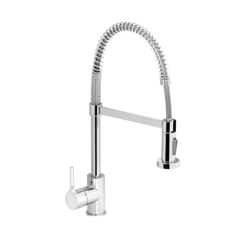 Miscelatore per lavello con bocca alta a molla, provvisto di doccetta a 2 getti con attacco magnetico, serie denver Idrobric ...