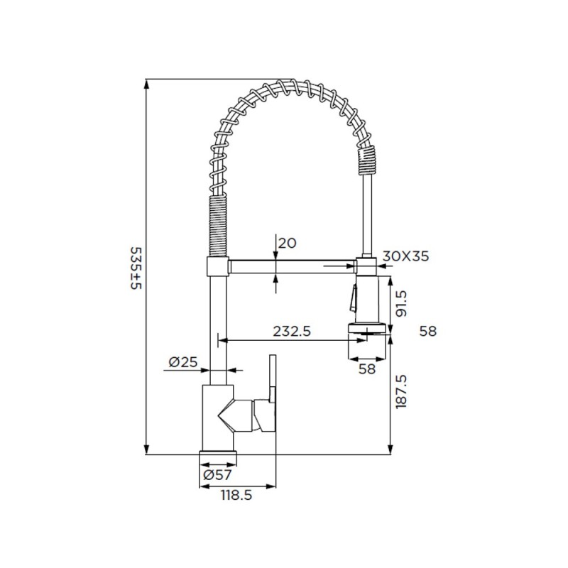 Miscelatore per lavello con bocca alta a molla, provvisto di doccetta a 2 getti con attacco magnetico, serie denver Idrobric ...