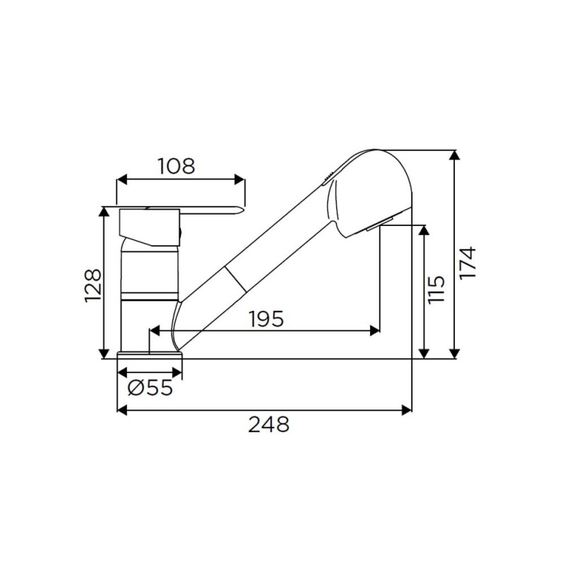 Rubinetto lavello serie ray bocca girevole ed estraibile, cromato Idrobric SCARUB0179CR