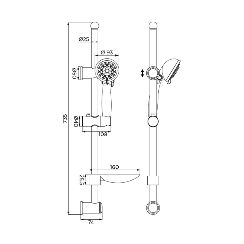 Saliscendi serie butterfly 5 getti, cromato Idrobric BLISAL0094CR