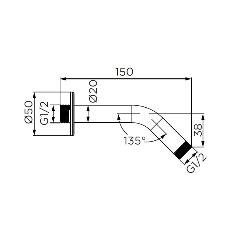 Braccio doccia 15 cm, cromato Idrobric F0177
