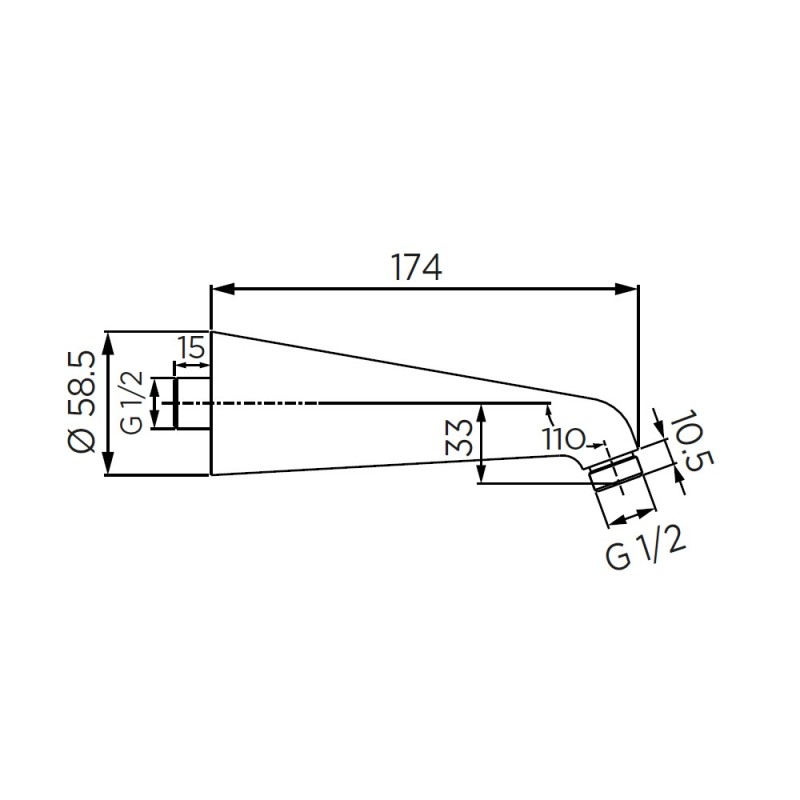 Braccio doccia 17,5 cm, cromato Idrobric CARBRA0015CR