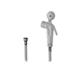 Set doccetta bidet eco con doccia a pulsante bianca, flessibile e gancio Remer 33212