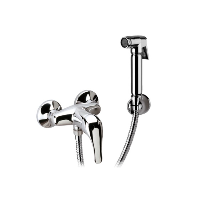 Set doccetta per bidet relax composto da doccia a pulsante, flessibile, miscelatore doccia e supporto lux Remer C332RELA