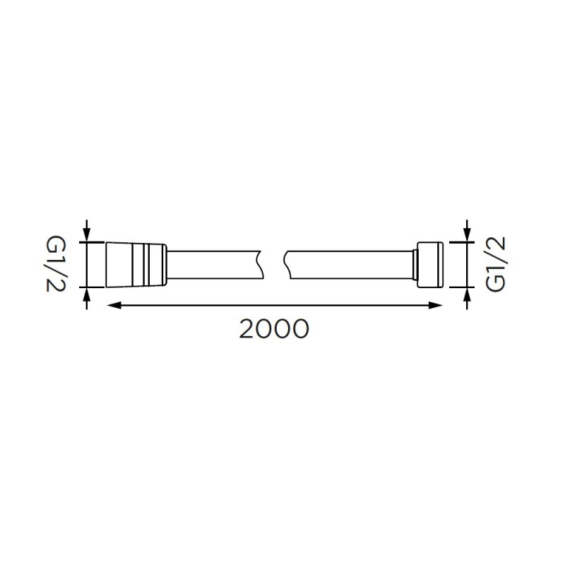 Flessibile doccia in plastica rinforzata, bianco-cromo cm 200 Idrobric C0398 200 BI