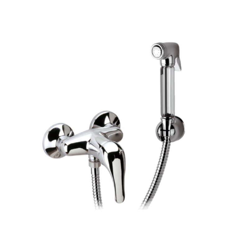 Set doccetta bidet relax con doccia a pulsante, flessibile, miscelatore doccia e supporto lux Remer C332REZ