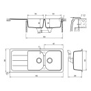 Lavello avena 2 vasche 1 piano e sgocciolatoio Idrobric SCACER0532LA