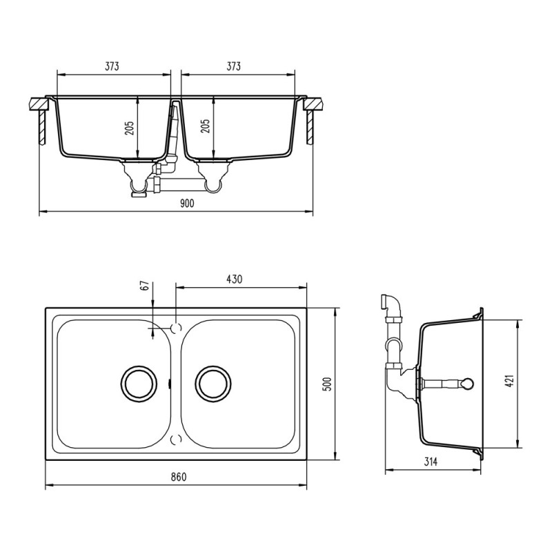 Lavello avena 2 vasche Idrobric SCACER0533LA
