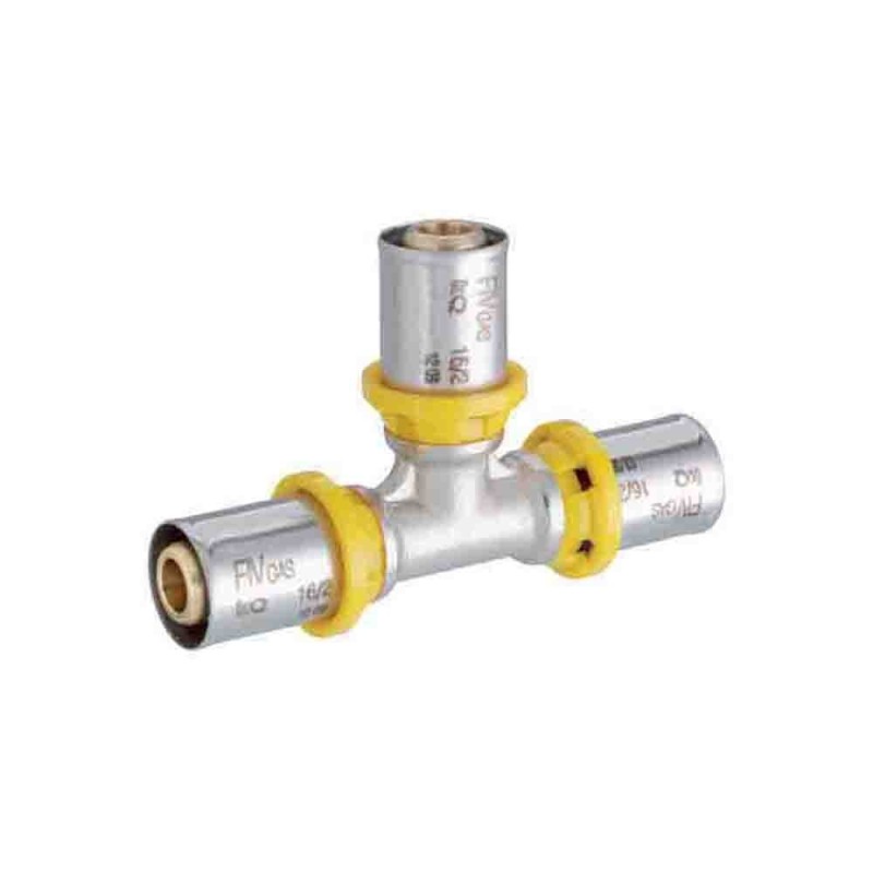 Raccordo a t intermedio a pressare per multistrato gas Idrobric SACGAS010XRT