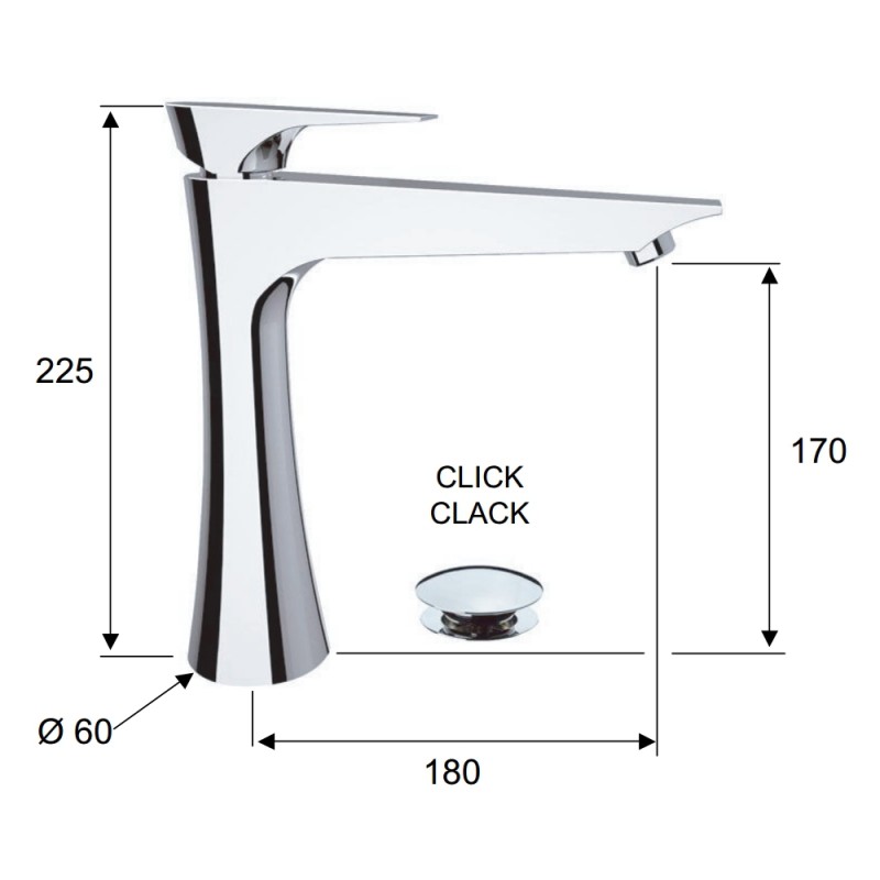 Rubinetto lavabo alto daniel serie diva con piletta click-clack Daniel Rubinetterie DV607CR