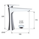 Rubinetto lavabo alto daniel serie diva con piletta click-clack Daniel Rubinetterie DV607CR