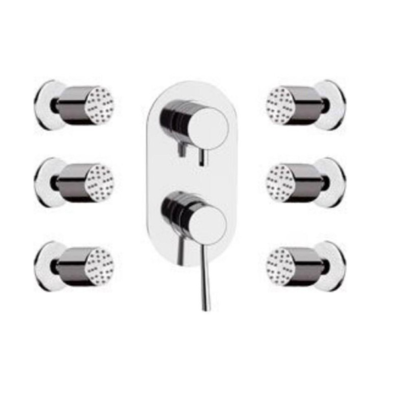 Set doccia composto da soffione minimale, saliscendi e miscelatore - serie minimal Remer N937S02