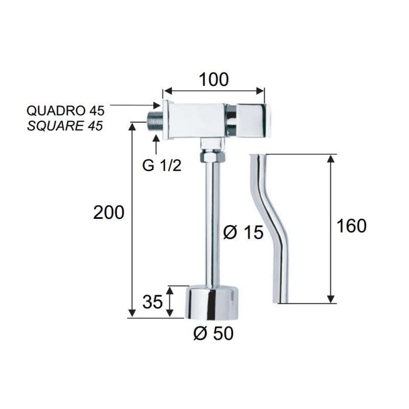 Rubinetto per orinatoio temporizzato a pulsante - serie tempor Remer TE856 Rubinetto per orinatoio temporizzato a pulsante - serie tempor Remer TE856