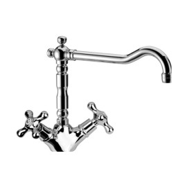 Rubinetto lavello con canna antica - serie liberty color cromo/oro Remer 43LIACO