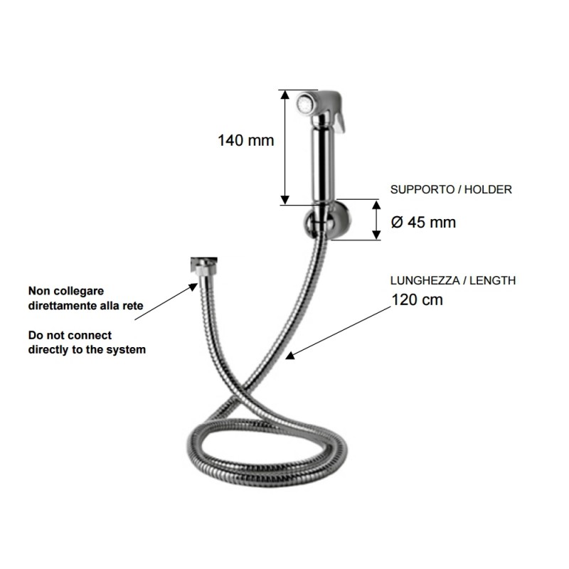 Set relax - doccetta bidet - con doccia a pulsante, flessibile e supporto lux Remer 332332OL