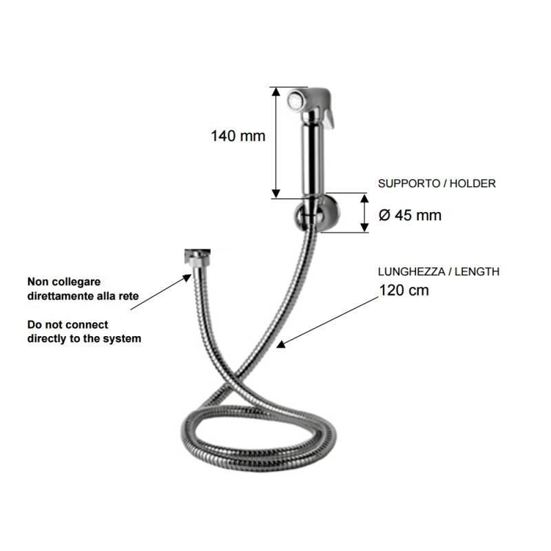 Set relax - doccetta bidet - con doccia a pulsante, flessibile e supporto lux Remer 332332OL