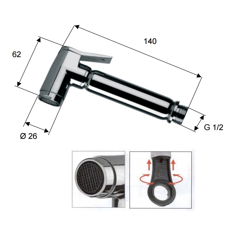 Doccetta bidet a pulsante lux cromata Remer 332OLA