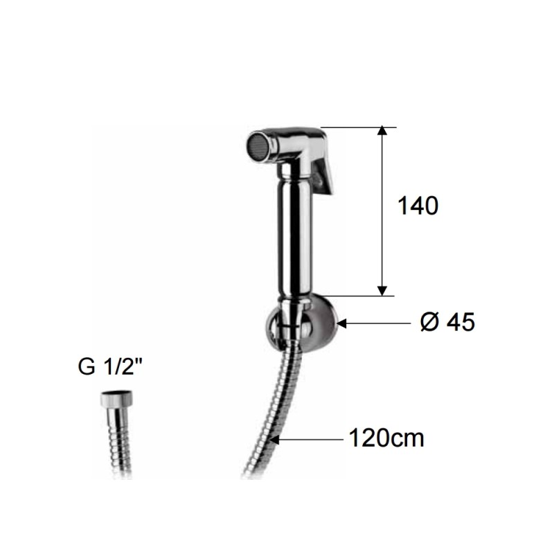 Set doccetta bidet relax con doccia a pulsante, flessibile e supporto lux Remer 332332OLA