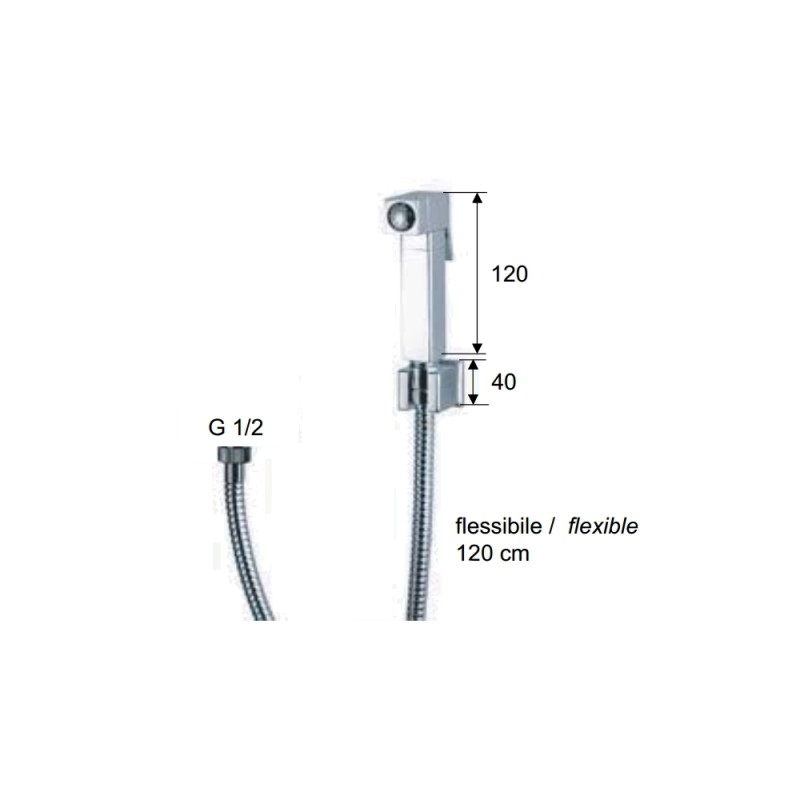 Set doccetta bidet relax sq con doccia quadrata, flessibile e supporto lux Remer 332332OS
