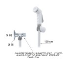 Doccetta bidet bianca con flessibile, rubinetto e supporto bianco Remer 332RER