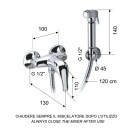 Set doccetta per bidet relax con doccia a pulsante, flessibile, miscelatore doccia e supporto lux Remer C332REL